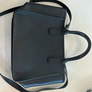 Longchamp Black Leather tote with crossbody strap- like new!